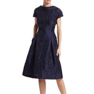 Rickie Freeman for Teri Jon Textured Blue Midi Dress